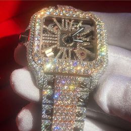 ZBBJ Wristwatch New Version VVS1 Diamonds watch Rose Gold mixed Sier Skeleton Watch PASS TT Quartz movement Top Men Luxury Iced Out Sapphire Watch9DFN70KF