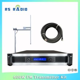 600W FM transmitter + 1-bay dipole antenna + 30 Metres cable with connectors, 600 watts fm transmitter kit for radio station