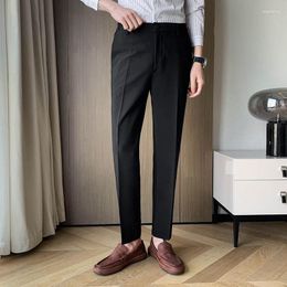 Men's Suits 2023 Fashion Trend Casual Pants Silk Fabric Slim Fit Solid Color Suit Formal Business Cotton Trousers Size 28-36