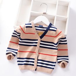 Pullover VNeck England Style Toddler Boys Cardigans Cotton Spring Fall Kids Sweaters Baby Clothes Knitted Wear 230905