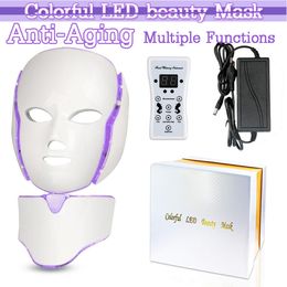 Face Care Devices 7 Colours Light LED Mask with Neck Face Care Treatment Beauty Anti Acne Therapy Face Whitening Skin Rejuvenation Machine 230905