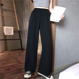 Women's Pants Spring Summer Black Straight Korean Female Trend Loose Wild Elastic High Waist Casual Wide Leg Fashion