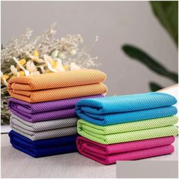 Towel Sports Cold Fast Cooling Fitness Running Sweat Absorption Outdoor Mountaineering Movement Wipe Towels 1010 Drop Delivery Home Dhunz