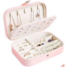 Jewellery Boxes Portable Pu Leather Box Travel Organiser Display Storage Case Holder For Rings Earrings Necklace Accessories Packaging Otlsv