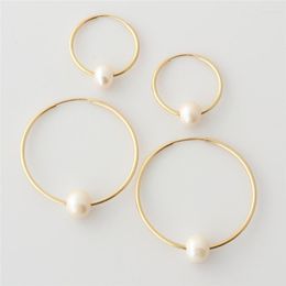 Hoop Earrings Natural Pearl 14K Gold Filled Wedding Bridesmaids Jewelry Brincos Pendientes Boho