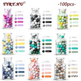 Party Games Crafts TYRY.HU 100PCS 1215mm Silicone Round Beads Baby Teething Beads For DIY Nursing Necklace Food Grade Chew Beads Baby Teether 230906