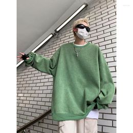Men's Hoodies Priathinker Vintage Wash Pullovers Sweatshirt Man Loose Solid Colour Oversized Korean Style Shirt Men Harajuku Hip Hop Y2k Tops