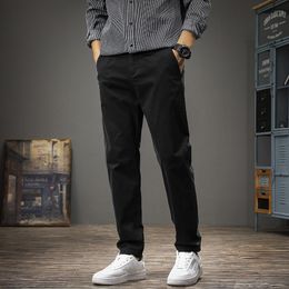 Men's Pants Black Casual Men Autumn Korean Style Outdoor Social Cotton Slim Fit Straight Leg Trousers 230906