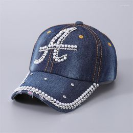 Visors Spring And Summer Outdoor Baseball Cap With Drill Female Pearl Rivet Casual Personality Cowboy Hat