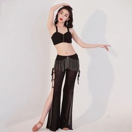 Stage Wear Belly Dance Long Trousers Summer Suspenders Tops Practise Clothes Oriental Performance Set