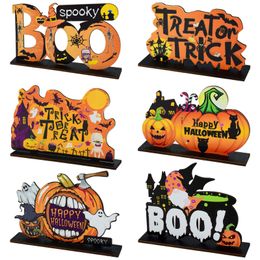 Other Event Party Supplies Halloween Wooden Ornaments Pumpkin Ghost Trick or Treat Pendants Halloween Party Decoration for Home Door Hanging Signs Kids Toy 230905