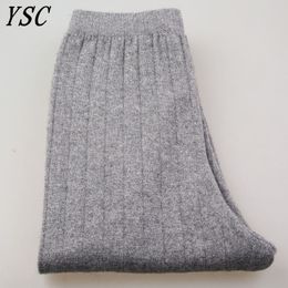 Mens Pants YSC style Men s Knitted Cashmere Wool Blending Double layer thickening High elastic warmth Leggings 230905