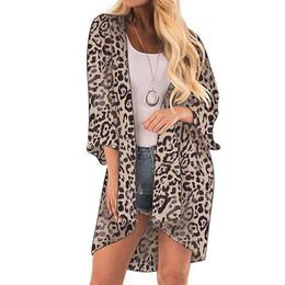 Women'S Blouses Shirts Kimono Cardigan Womens Tops And Vintage Leopard Print Ladies Long Sleeve Woman Clothes Drop Delivery Appare Dhi6S