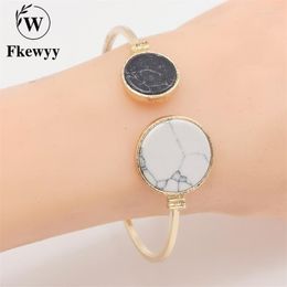 Pendant Necklaces Fkewyy Round Bracelet For Women Design Luxury Jewelry Fashion Accessories Cuff Geometry Gem Bangle