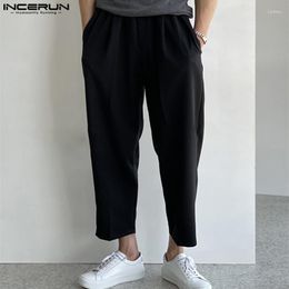 Men's Pants INCERUN 2023 Korean Style Trousers Fashionable All-match Simple Pantalons Casual Male Solid Wide Leg Long S-5XL