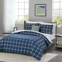 Bedding sets Plaid Comforter Set Bed in a Bag Navy Size Full 230906