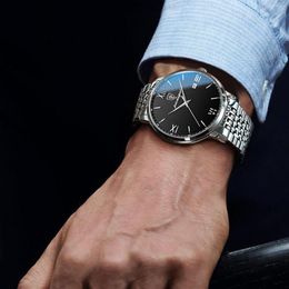 Wristwatches Fashion Men's Quartz Wrist Watches 2023 Business Watch Roman Numerals Stainless Steel Strap Daily Clock