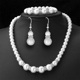 CRYSTAL BRIDAL SMYCKE SET Silverpläterad halsband Diamantörhängen Bröllopsmycken för brudbrudtärnor Kvinnor Brudtillbehör ZJ20