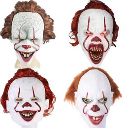 Party Masks Luminous Clown Mask Halloween Horror Mask Cosplay Horror Mascara Latex Realista Mask Costumes Props Movie Characters 230906