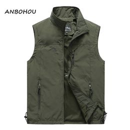 Men's Vests ANBOHOU Spring Men Waistcoat Outdoor Leisure Solid Colour Vest Young Middleaged Pography Fishing Casual Jacket Male 230905