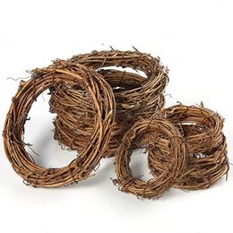 Other Event Party Supplies 101215202530cm Round Natural Rattan Ring Christmas Garland Hanging Ornament DIY Floral Wreath Wedding Decoration Home Decor 230905