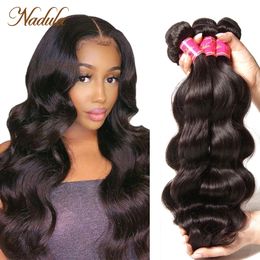 Lace Wigs Nadula Rambut Brasil Gelombang Tubuh Manusia Tenun 3PCS 4PCS Bundel Remy 8 30 Inci Warna Alami 230905