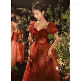 Ethnic Clothing Chinese Traditional Wedding Dress High Quality Wine Red Hepburn French Engagement Long Toast Formal Gown For Women