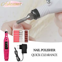 Nail Manicure Set 1 Professional Electric Drill Machine Milling Cutter Art File Grinder Grooming Kits Polish Remover 230906