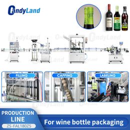 ZONESUN Liquor Bottling Machine Cork Capper PVC Capsule Heat Shrinker Wrap Around Labeler Spirits Liquid Packing ZS-FAL180Z5