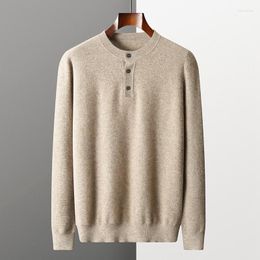 Men's Sweaters ZOCEPT Henley Collar Sweater For Men Winter High Quality Knitted Casual Solid Color Long Sleeve Cashmere Pullover Tops