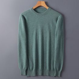 Mens Sweaters Spring And Autumn 100% Merino Wool Crew Neck Sweater Soft Cashmere Knitted Pullover Flat Versatile Underlay HighEnd Top 230905