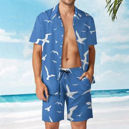 Men's Tracksuits Fashion Beach Shirt 3D Print Seagull Set Seaside Surfing Quick Dry Couple Beachwear Large 3XL