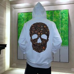 Men's Hoodies Luxury Style Hoodie Sports Hoody Pullover Male Leisure Couple Delicate Diamond Heavy Craft Skull Extra Large