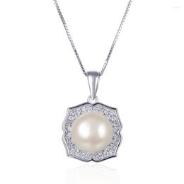 Chains Lefei Jewellery S925 Silver Fashion Trendy Elegant Luxury Diamond-set Square Pearl Pendant Necklaces For Women Party Wedding Gifts