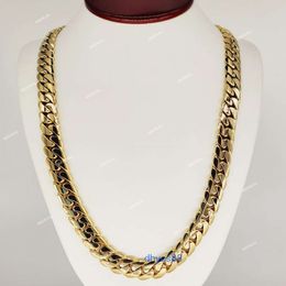 Fancy Jewelry Real 10K 14K Solid Gold Miami Chain Halsband Fast frakt 18mm Pure Cuban för män Kvinnor