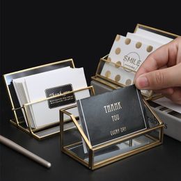 Storage Holders Racks Desk Shelf Box Storage Display Stand Clear Desktop Business Card Holder Organisers Case for Home Office Business Card Holder 230905