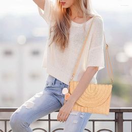 Evening Bags Straw Shoulder Bag Clutch Crossbody Casual Beach Handmade For Women Envelope Purse Wallet