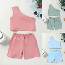 Jackets Little Child Girls Suit Solid Colour Short Sleeved One Born Baby Girl Outfit Have Birth Gift Receiving