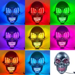 Halloween Party Ghost Face White Silver Skull Hair Light mask led Ghost Face Scary Atmosphere mask