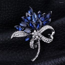 Brooches Luxury Huge Brooch Silver Plated Blue Crystal Large For Women Rhinestone Party Jewellery