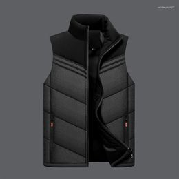 Men's Vests 2023 Autumn And Winter Solid Stripe Zipper Pocket Vest Stand Up Collar Coat Fashion Casual Cotton Office Lady Tops