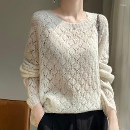 Frauen Pullover Ziege Kaschmir Pullover Oansatz Pullover Mode Gestrickte Faden Hohl Top Casual Koreanische Vier Jahreszeiten Produkt