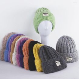 Berets Mixed Cashmere Beanies Soft Warm Fluffy Winter Hat For Women Wool Knitted Skullies Female Woman Knit Cap