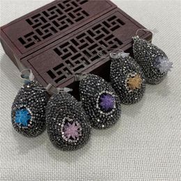 Pendant Necklaces Natural Stone Resin Sticker Diamond Black Irregular Shape High Quality Necklace Jewelry DIY Decoration Crafts