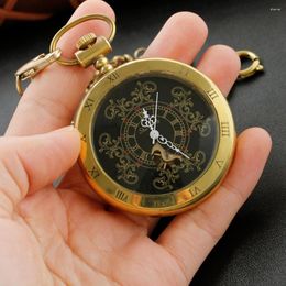 Pocket Watches Transparent Display Antique Roman Numerals Mechanical Watch Men's Necklace Pendant Clock Vintage Gentleman Accessories