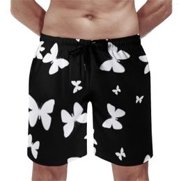 Men's Shorts Board Butterfly Pattern Casual Swim Trunks Black And White Butterflies Quick Dry Sports Plus Size Short Pants
