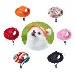 Dog Apparel Princess Cap Round Brim Pet Mesh Porous Sun With Ear Holes For Small Baseball Hat