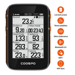 Bike Computers COOSPO BC200 Wireless Bicycle Computer GPS Bike Speedometer Cycling Odometer 2.6in Bluetooth5.0 ANT APP Sync Slope Altitude 230906