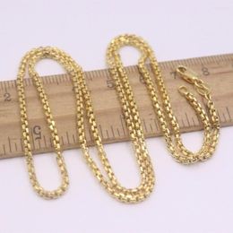 Chains Real Pure 18K Yellow Gold Chain Women 2mm Square Box Link Necklace 6.6g/55cm