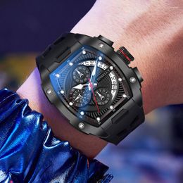 Wristwatches Chronograph Tonneau Men's Wrist Watches 2023 Top Luminous Date Men For Male Clock Dropship Relogio